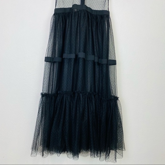 Gianni Bini Black Mesh Ruffle Midi/Maxi Dress Small - Picture 3 of 11